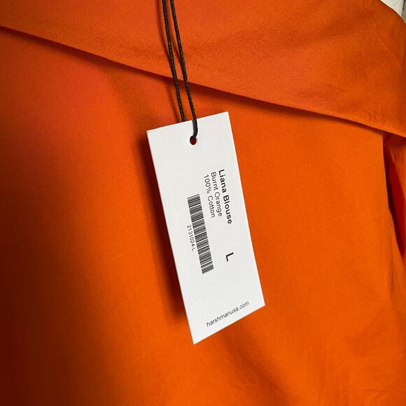 Anthropologie Harshman Orange Liana Cotton One Shoulder Top Blouse L XL 14 NWT - Picture 9 of 12